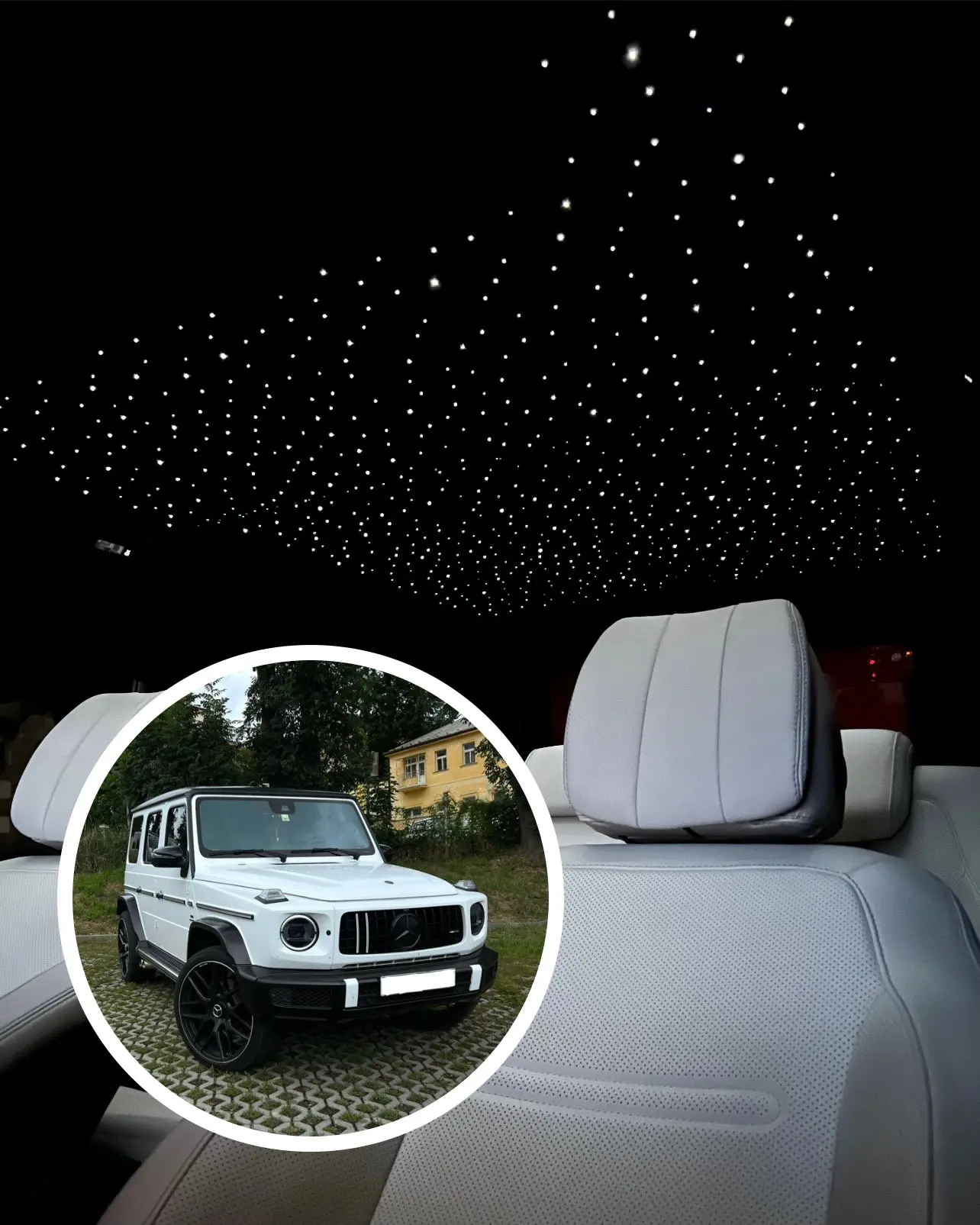 Instalace hvězdné oblohy do stropnice vozu Mercedes-AMG G63
