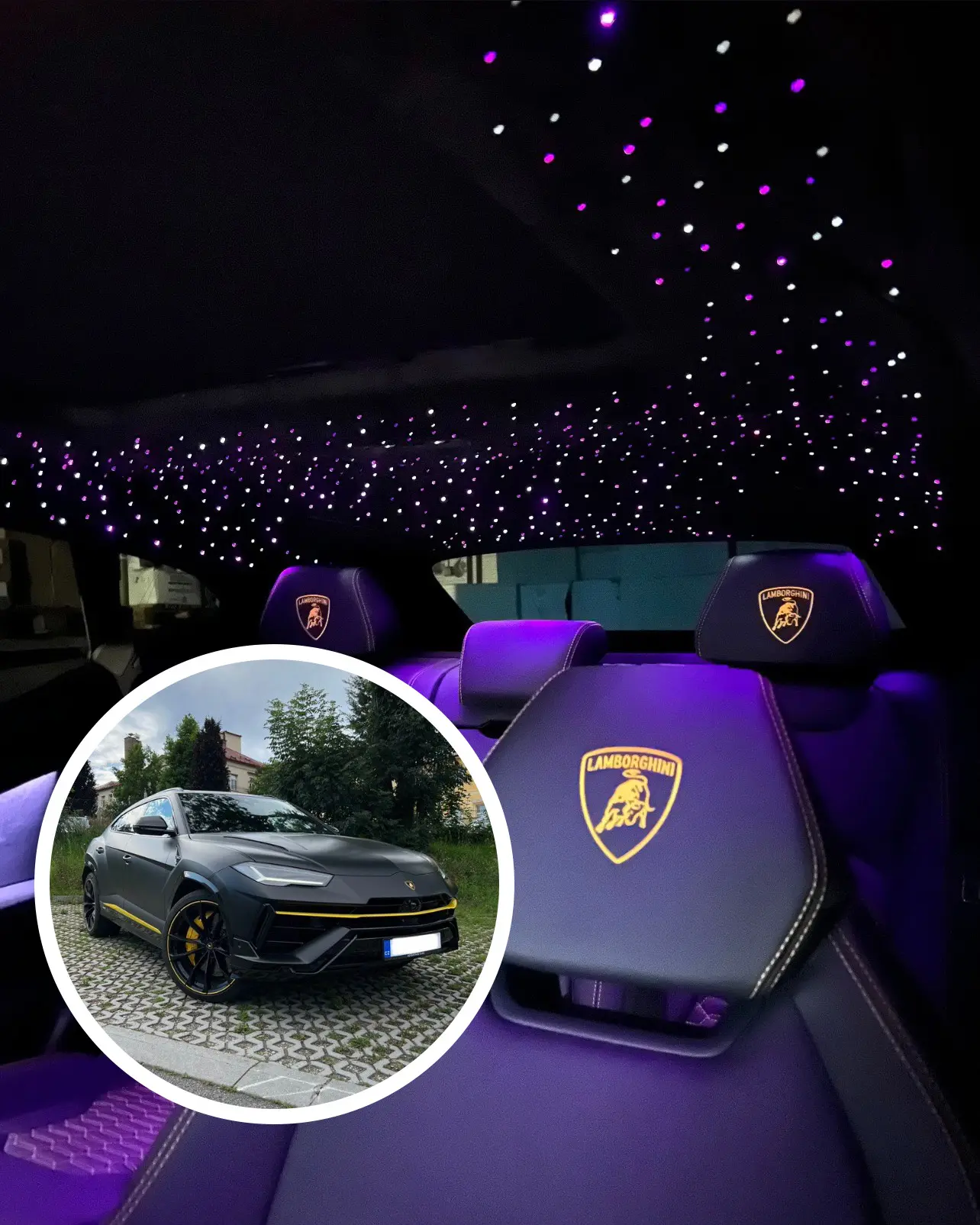 Instalace hvězdné oblohy do stropnice vozu Lamborghini Urus